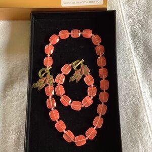 Heidi Daus Perennial Beauty Pink Cherry Quartz Necklace & Bracelet Set